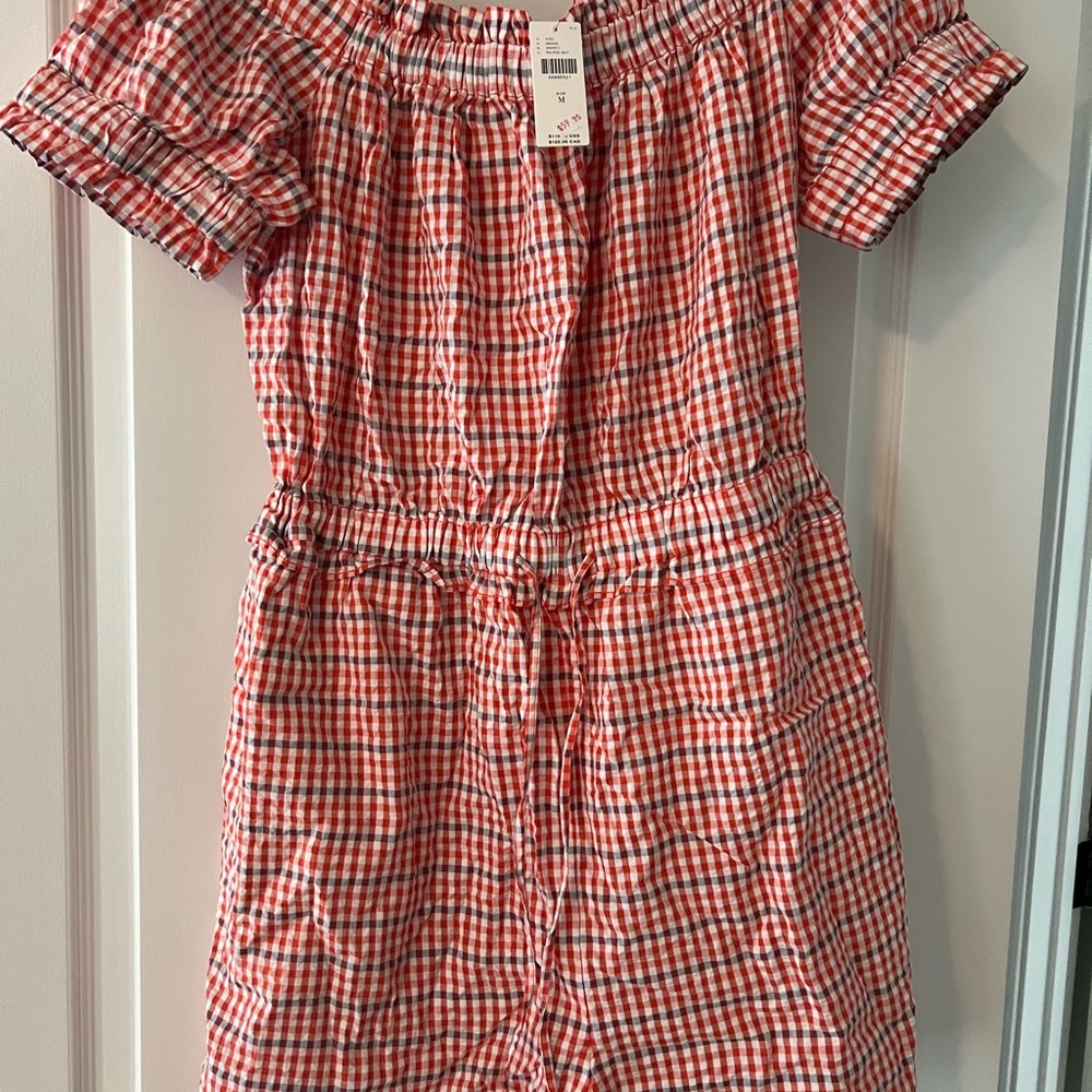 Red and White Gingham Romper